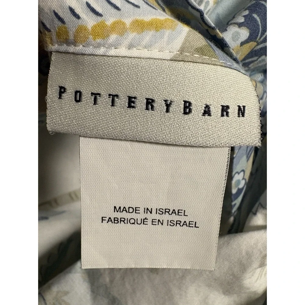 2 Pottery Barn Standard Pillow Sham Caesarea Blue Floral Organic Cotton Bedding